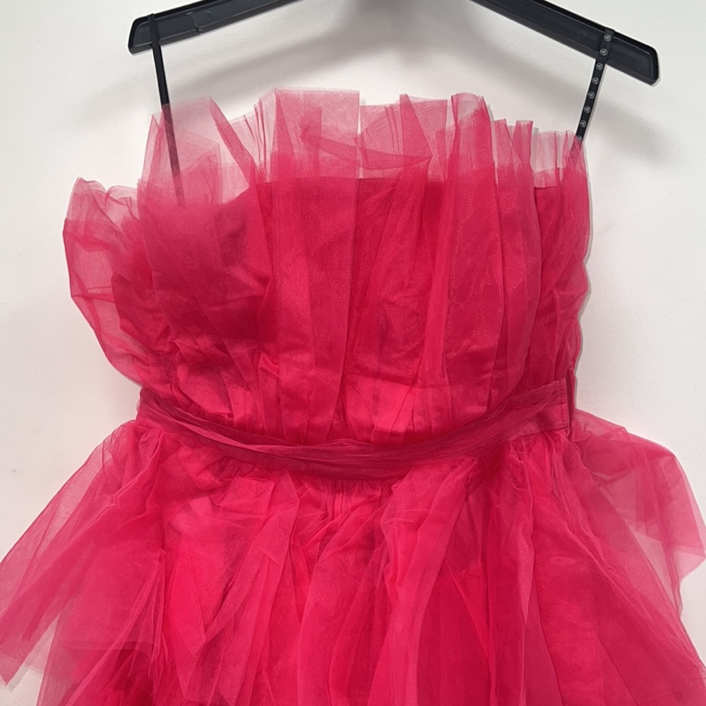 Missguided Pink Bandeau Ruffle Dress Tulle Size US 8 - Picture 6 of 15